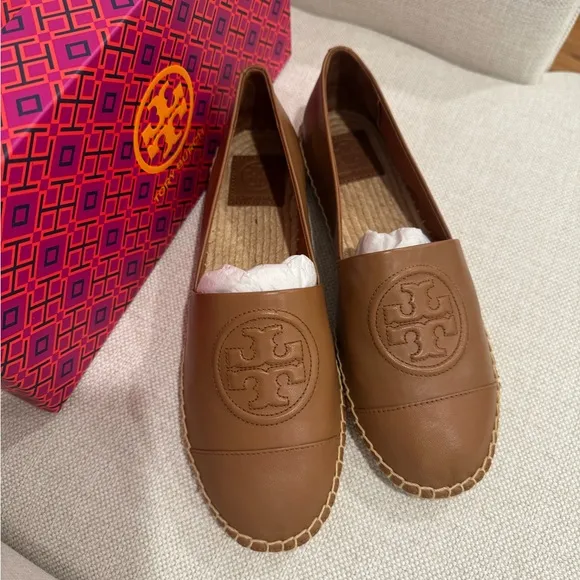 Tory Burch Benton Leather Espadrille Flats