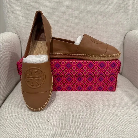 Tory Burch Benton Leather Espadrille Flats