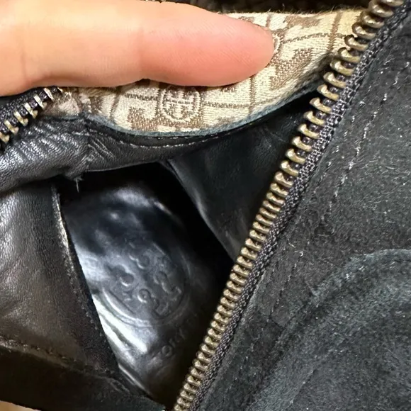 Tory Burch Black Leather and Suede Tall Boots size 7.5