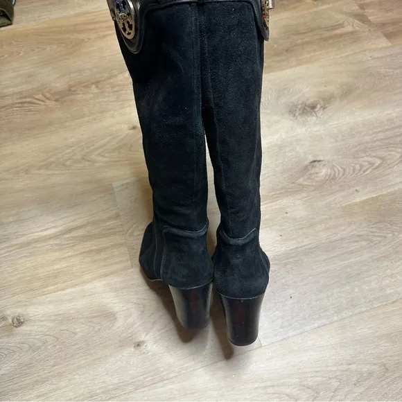 Tory Burch Black Leather and Suede Tall Boots size 7.5