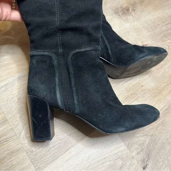 Tory Burch Black Leather and Suede Tall Boots size 7.5