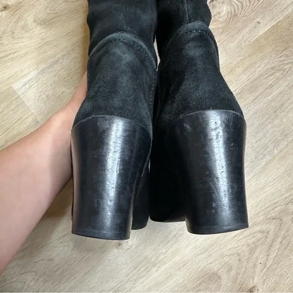 Tory Burch Black Leather and Suede Tall Boots size 7.5