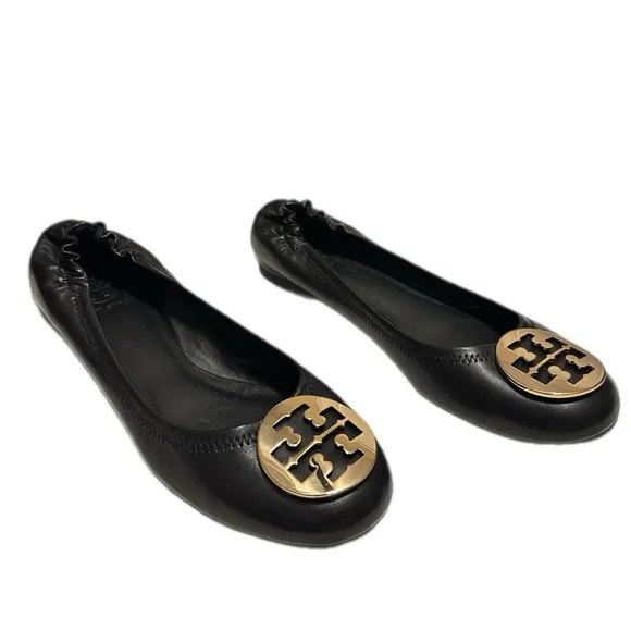 Tory Burch Black Leather Ballet Flats- like new