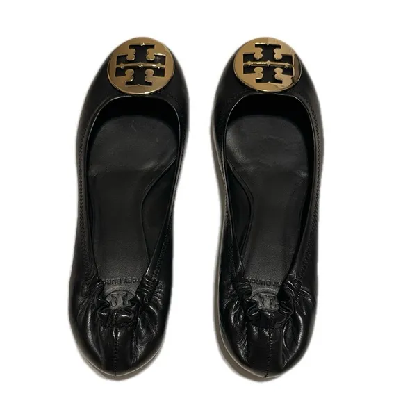 Tory Burch Black Leather Ballet Flats- like new