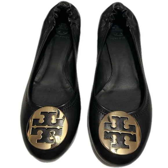Tory Burch Black Leather Ballet Flats- like new