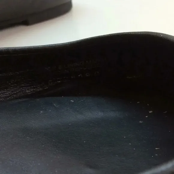 Tory Burch Black Leather Flats with Silver Logo