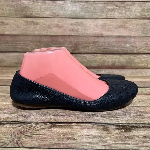 Tory Burch Black Leather Ruby Flats