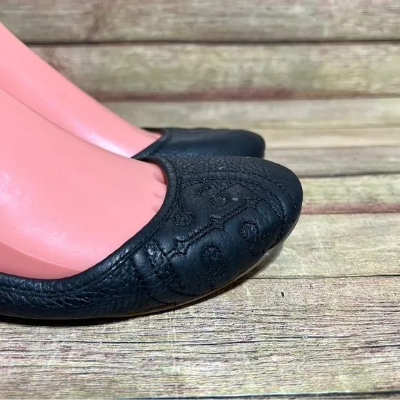Tory Burch Black Leather Ruby Flats