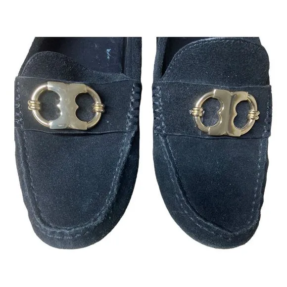 Tory Burch Black Suede Loafers Moccasins size 6M