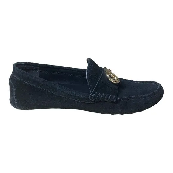 Tory Burch Black Suede Loafers Moccasins size 6M