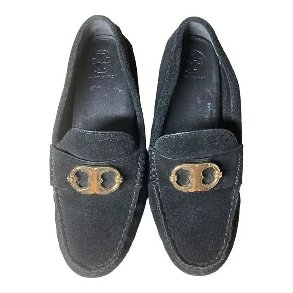 Tory Burch Black Suede Loafers Moccasins size 6M