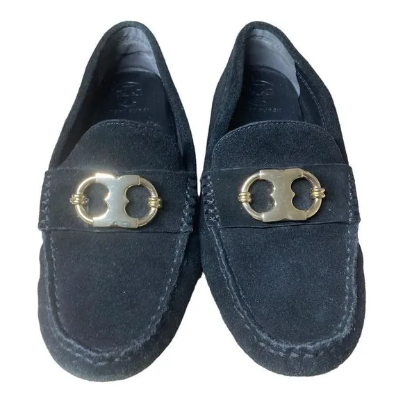Tory Burch Black Suede Loafers Moccasins size 6M