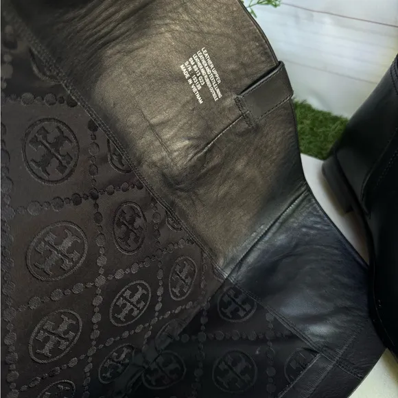 TORY BURCH Black Tall Double T logo Riding Boots size 6 new No Box