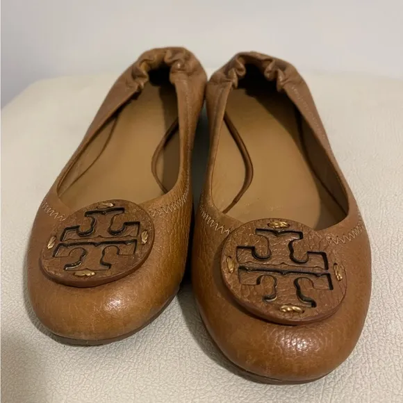 Tory Burch Camel Classic Leather Ballet Flats Size 7.5