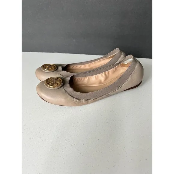 TORY BURCH CAROLINE elastic leather flats size 7