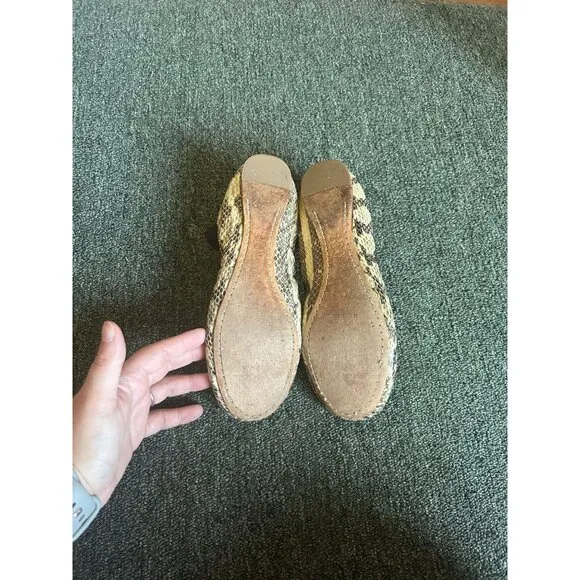 Tory Burch Caroline Snakeskin Print Leather Flats