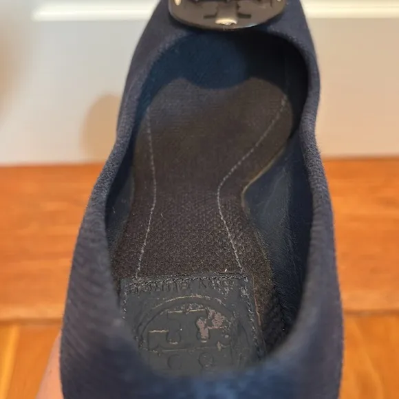 Tory Burch Cerise peep toe espadrille wedges in canvas fabric in Royal navy blue