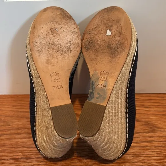 Tory Burch Cerise peep toe espadrille wedges in canvas fabric in Royal navy blue