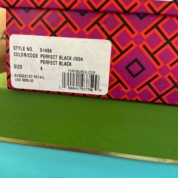 Tory Burch ‘Chase Ballet’ leather bow flats NEW in box Size 6 M Black