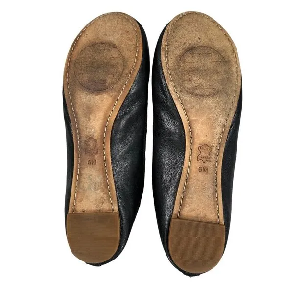 Tory Burch Chelsea Black Leather Bow Ballet Slipper Flats Size 6
