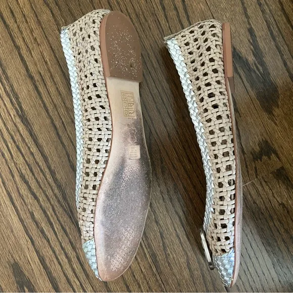 Tory Burch Chelsea taupe silver woven leather 7