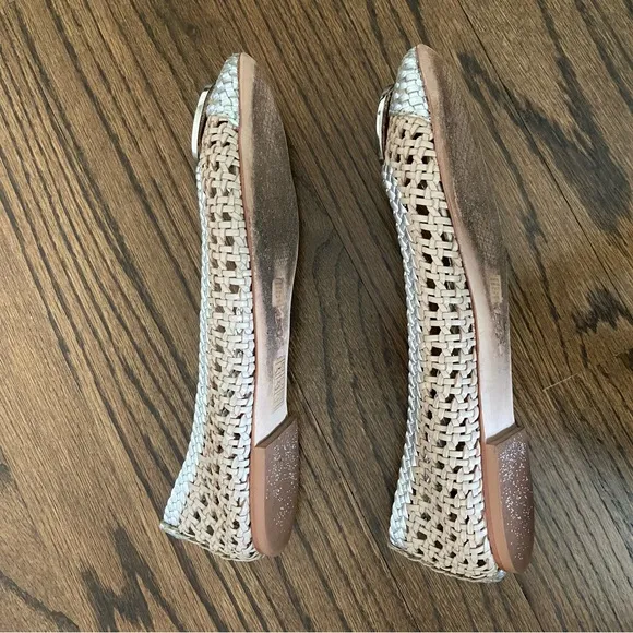 Tory Burch Chelsea taupe silver woven leather 7