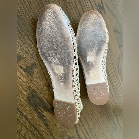 Tory Burch Chelsea taupe silver woven leather 7