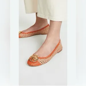 Tory Burch Chelsea Woven Leather Cap-Toe Flats Size 7,5