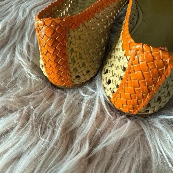 Tory Burch Chelsea Woven Leather Cap-Toe Flats Size 7,5