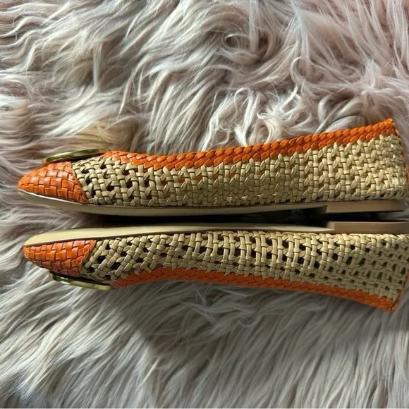 Tory Burch Chelsea Woven Leather Cap-Toe Flats Size 7,5