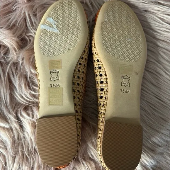 Tory Burch Chelsea Woven Leather Cap-Toe Flats Size 7,5