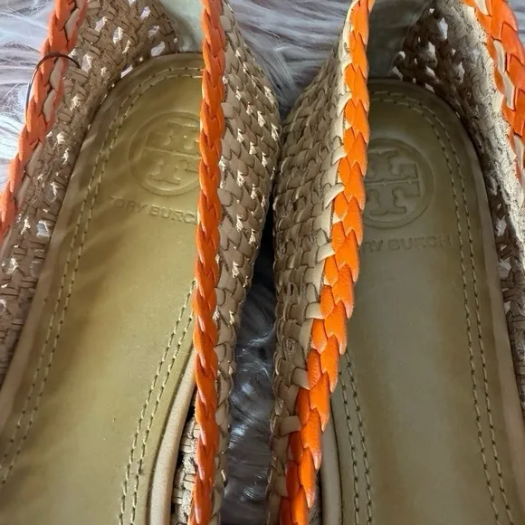 Tory Burch Chelsea Woven Leather Cap-Toe Flats Size 7,5