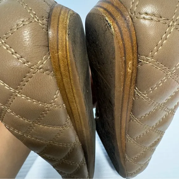 Tory Burch Claremont Tan Quilted Leather Flats Size 8 1/2