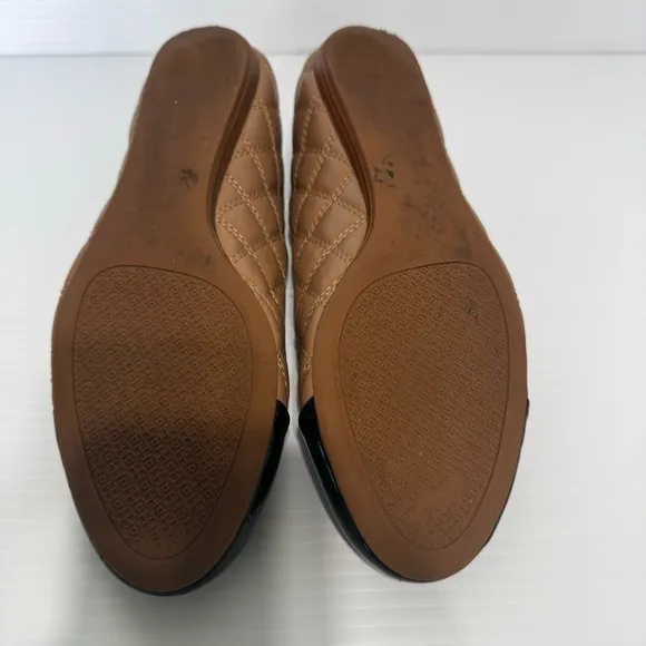 Tory Burch Claremont Tan Quilted Leather Flats Size 8 1/2