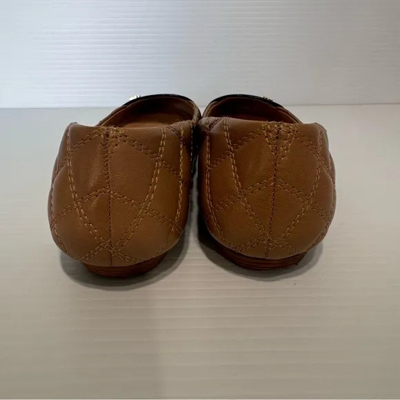 Tory Burch Claremont Tan Quilted Leather Flats Size 8 1/2