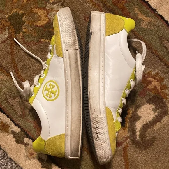 Tory Burch Color Block Signature T-Logo Leather Sneaker Shoes Size 8.5