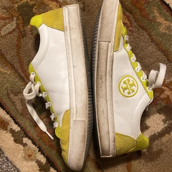 Tory Burch Color Block Signature T-Logo Leather Sneaker Shoes Size 8.5