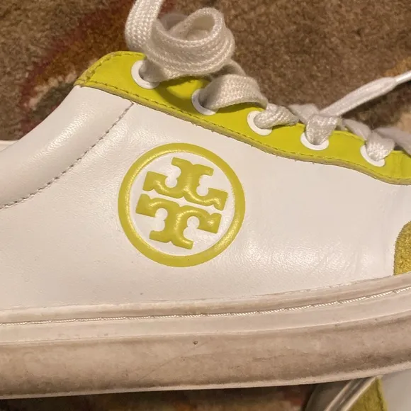 Tory Burch Color Block Signature T-Logo Leather Sneaker Shoes Size 8.5