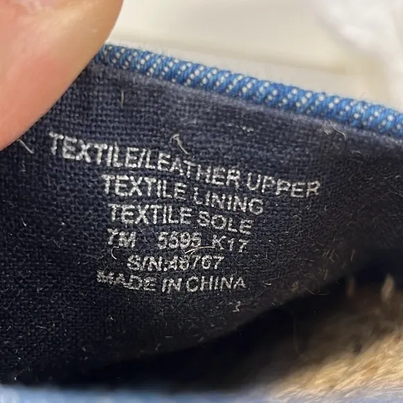 Tory Burch Denim Chambray Navy Leather Color Block Espadrille Flats.