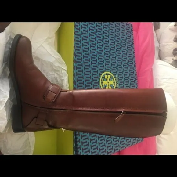 Tory Burch Derby Riding Boots in Almond