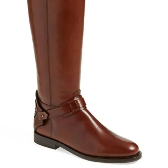Tory Burch Derby Riding Boots in Almond