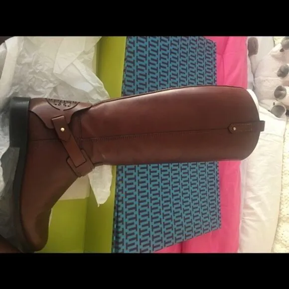 Tory Burch Derby Riding Boots in Almond