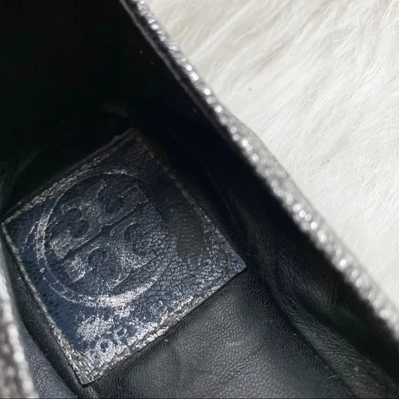 Tory Burch Eddie Scrunch Flat in Metallic Leather