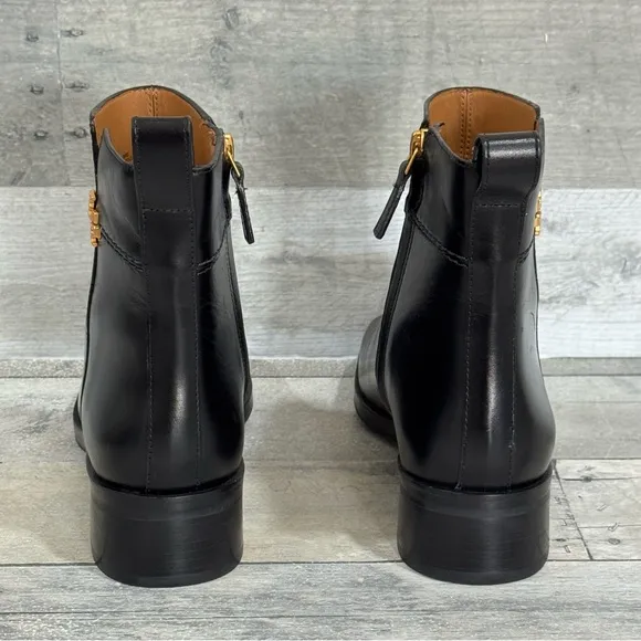 TORY BURCH Everly Flat Boots in Black Leather - Sz -  6 .US