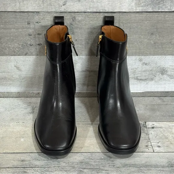 TORY BURCH Everly Flat Boots in Black Leather - Sz -  6 .US
