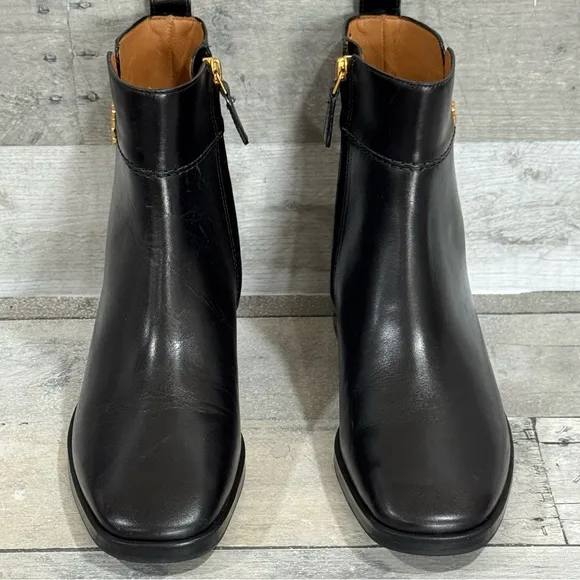 TORY BURCH Everly Flat Boots in Black Leather - Sz -  6 .US