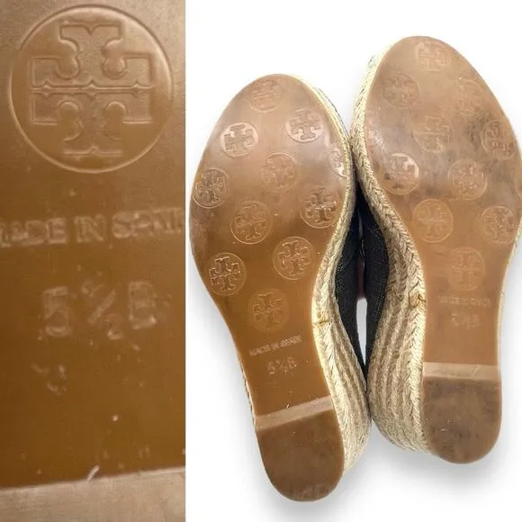 Tory Burch Filipa Espadrille Wedge Heel in Shimmer Pewter Linen Women’s Size 5.5