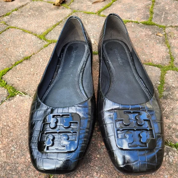 Tory Burch  Georgia  Croc embossed  leather  flats