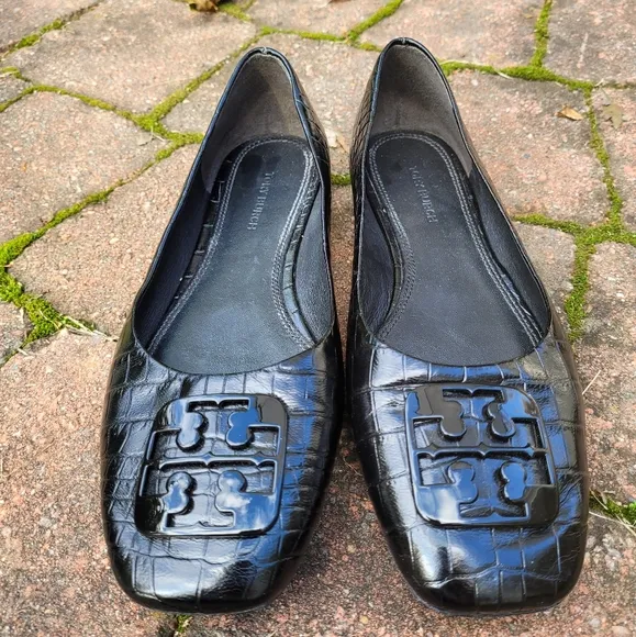 Tory Burch  Georgia  Croc embossed  leather  flats