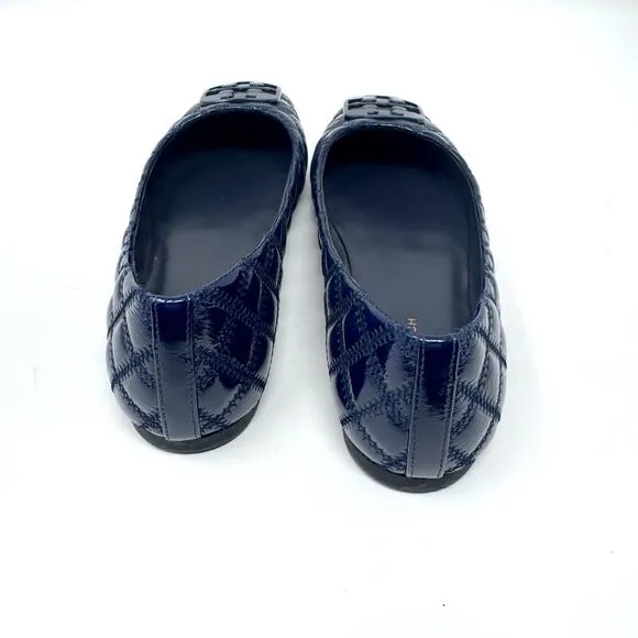 TORY BURCH Georgia Navy Dark Blue Quilted Almond Georgia Flats Size 6
